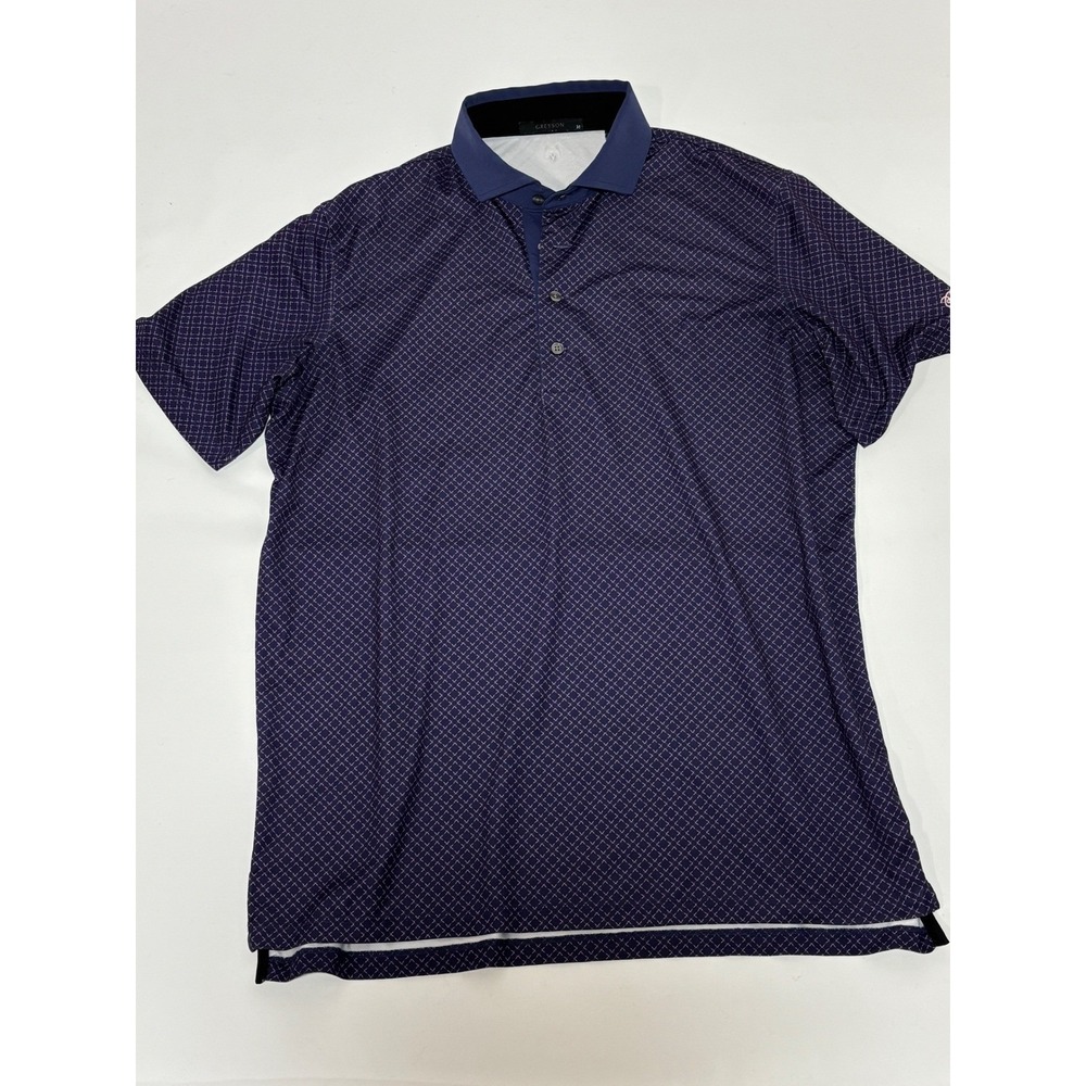 GREYSON Pumpkin Ridge Golf Polo Shirt Men's M Navy Geometric Print‎ Short Sleeve